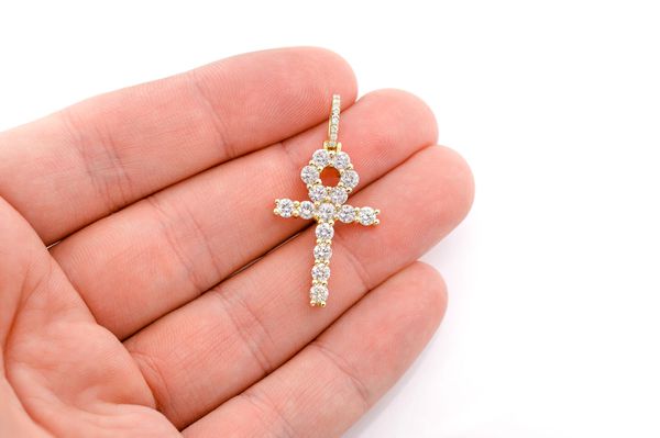 Ankh Diamond Pendant 14k Solid Gold 2.35ctw