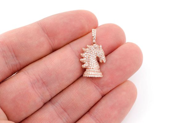 Knight Chess Piece Diamond Pendant 14k Solid Gold 1.00ctw