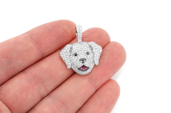 Labrador Retriever Diamond Pendant 14k Solid Gold 2.50ctw