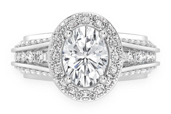 Monst - 1.00ct Oval Solitaire - Three Row Graduated Split Halo - Diamond Engagement Ring - All Natural Vs Diamonds