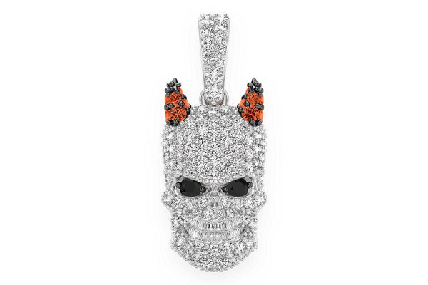 Skull Horns Diamond Pendant 14k Solid Gold .65ctw