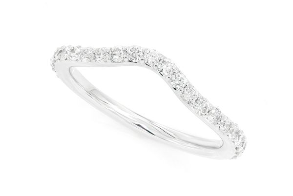 Pitch A Curved Diamond Band 14k Solid Gold 0.40ctw