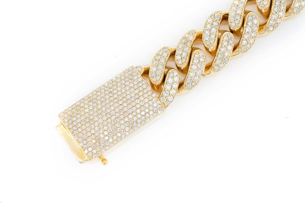 18MM Miami Cuban Diamond Bracelet 14k Solid Gold 14.25ctw