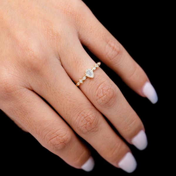 0.30ctw Diamond Pear Bezel Geometric Shank Engagement Ring - All Natural