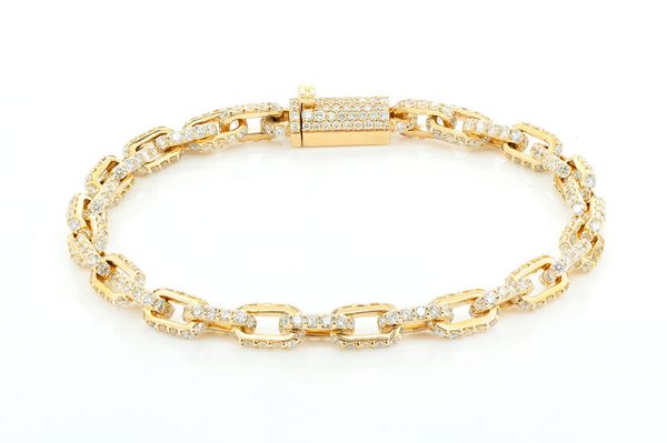 Rolo Diamond Bracelet 14k Solid Gold 12.00ctw