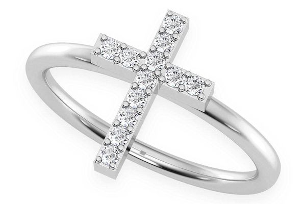 Cross Diamond Ring 14k Solid Gold 0.10ctw