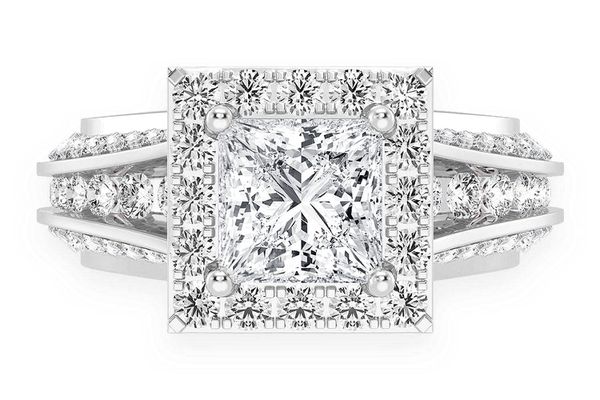 Monst - 1.00ct Princess Solitaire - Halo Three Row - Diamond Ring Engagement Ring - All Natural Vs Diamonds