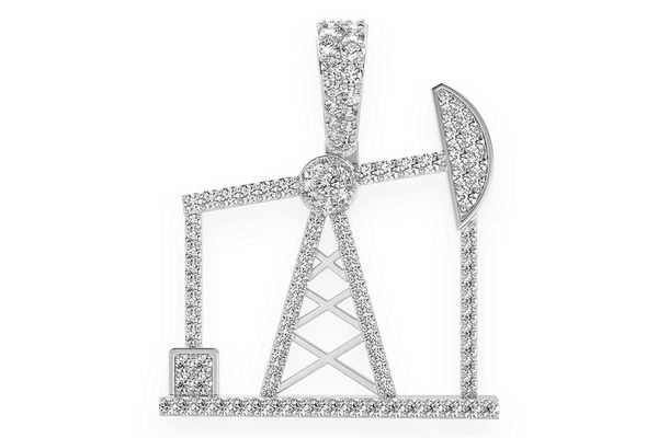 Oil Rig Diamond Pendant 14k Solid Gold 0.90ctw