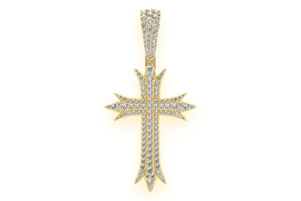 Deco Cross Diamond Pendant 14k Solid Gold 3.75ctw