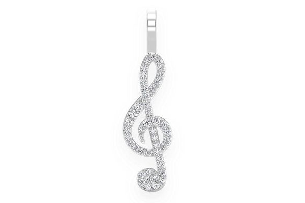 Treble Clef Diamond Pendant 14k Solid Gold .25ctw