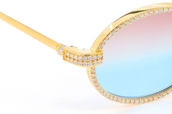 Cartier Glasses Iced Out Diamond Rims - Pink/blue Fade Lens - 4.50ctw