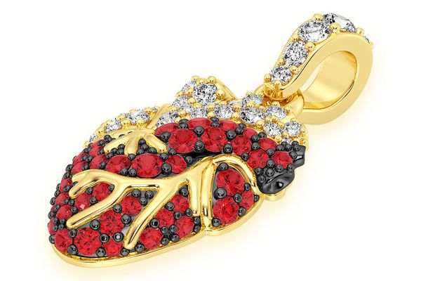 Human Heart Ruby & Diamond Pendant 14k Solid Gold 0.60ctw