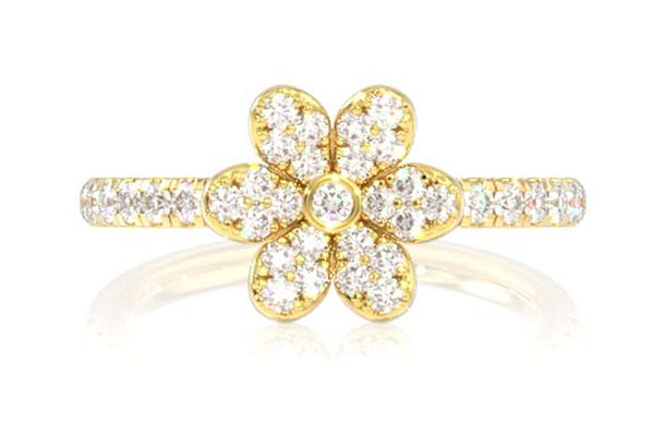 Flower Diamond Ring 14k Solid Gold 0.50ctw