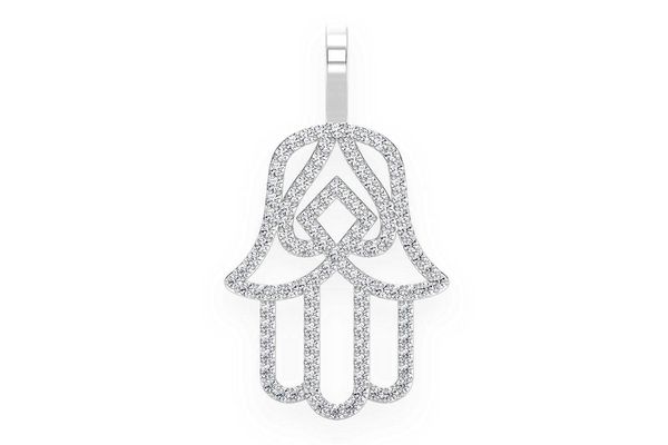 Hamsa Silhouette Diamond Pendant 14k Solid Gold 1.00ctw