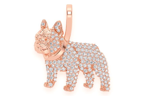 French Bulldog Diamond Pendant 14k Solid Gold 0.65ctw