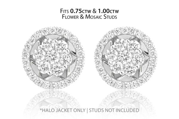 Flower & Mosaic Halo Diamond Earring Jacket 14k Solid Gold 0.50ctw