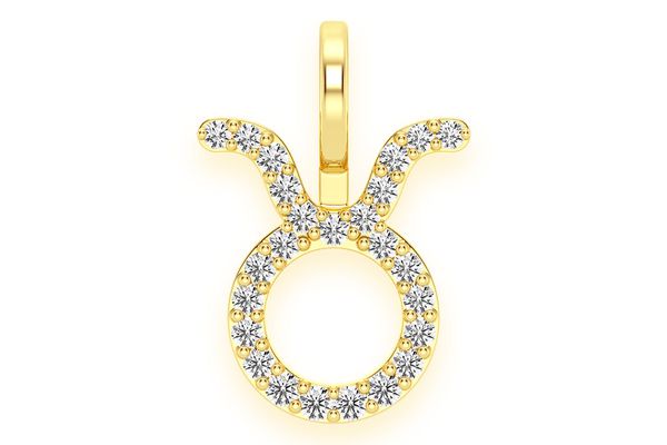 Taurus Zodiac Diamond Pendant 14k Solid Gold .10ctw