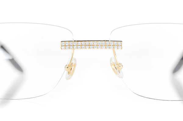 Cartier Glasses Iced Out Diamonds Rimless - 2.00ctw - Yellow Gold