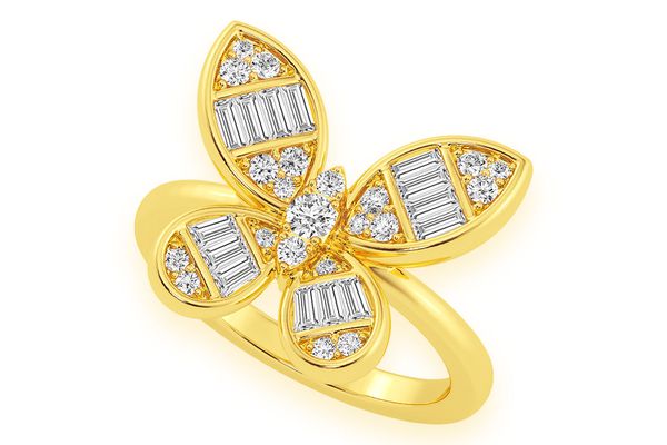 Butterfly Diamond Ring 14k Solid Gold 0.70ctw