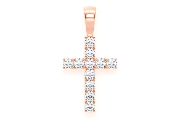 Solitaire Cross Diamond Pendant 14k Solid Gold 1.00ctw