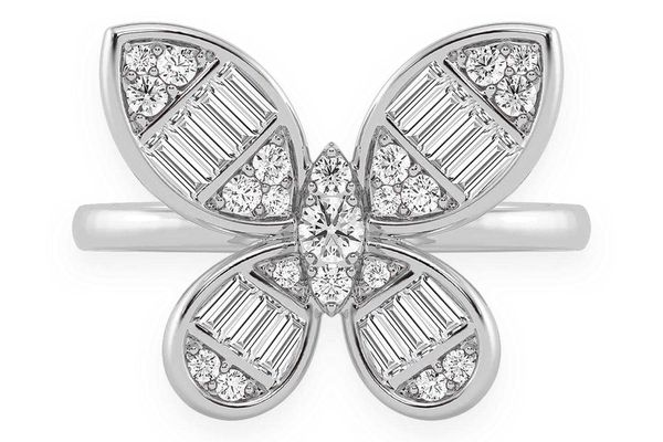 Butterfly Diamond Ring 14k Solid Gold 0.70ctw