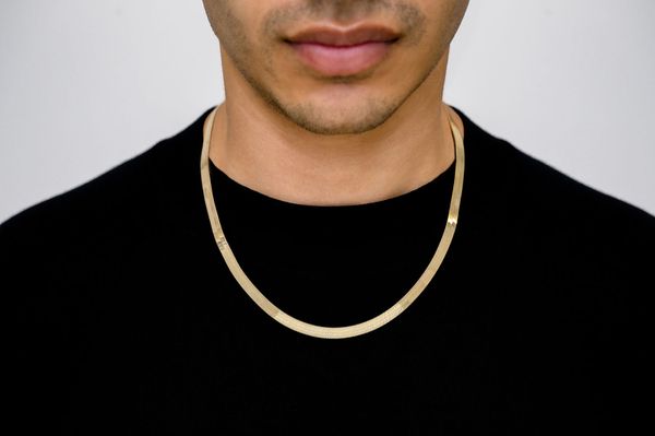 5.5MM Herringbone 14k Solid Gold Chain 20in