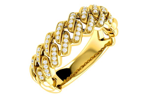 Cuban Link Diamond Ring 14k Solid Gold 0.15ctw