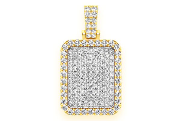 Pillow Double Layer Diamond Pendant 14k Solid Gold 3.00ctw