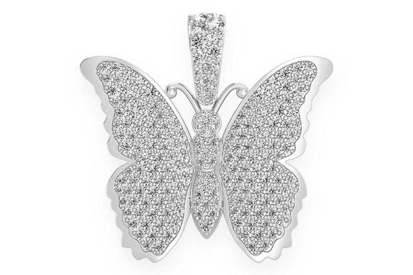 Butterfly Diamond Pendant 14k Solid Gold 2.25ctw