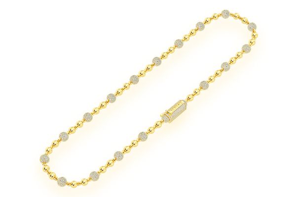 Diamond Bead Ball Chain 14k Solid Gold 13.00ctw