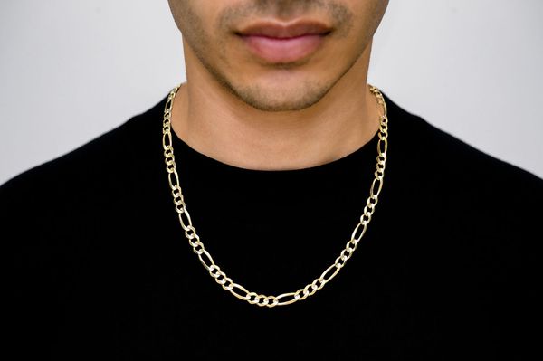 6.5MM Figaro Link 14k Solid Gold Chain