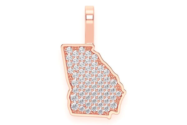 Georgia State Diamond Pendant 14k Solid Gold 0.25ctw