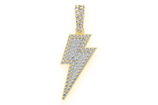 Lightning Bolt Diamond Pendant 14k Solid Gold 1.25ctw