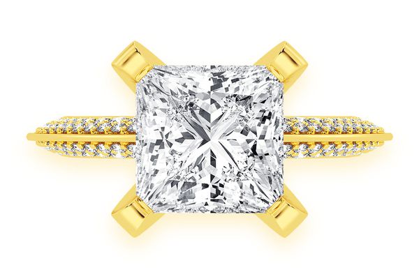 Kifey - 3.00ct Princess Solitaire - Knife Edge - Diamond Engagement Ring - All Natural Vs Diamonds