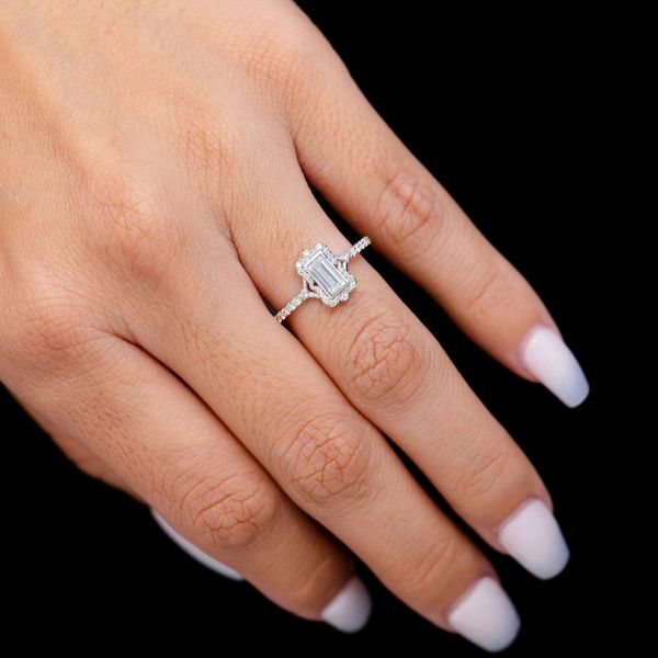 Portrait Style Baguette Diamond Engagement Ring 14k Solid Gold - All Natural - 0.50ctw