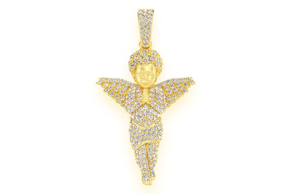 Angel Praying Diamond Pendant 14k Solid Gold 1.15ctw