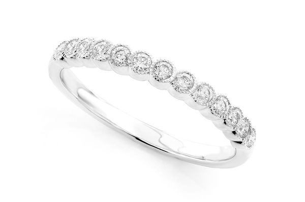 Diamond Bezel Set Stackable Band 14k Solid Gold 0.20ctw