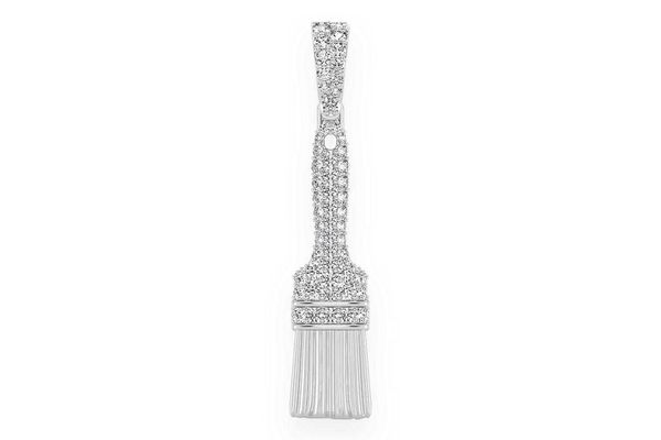 Paint Brush Diamond Pendant 14k Solid Gold 0.65ctw