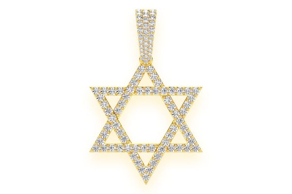 Star Of David Diamond Pendant 14k Solid Gold 1.90ctw