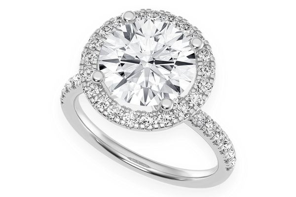 Thav - 3.00ct Round Solitaire - Scallop Halo One Row - Diamond Engagement Ring - All Natural Vs Diamonds