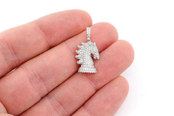 Knight Chess Piece Diamond Pendant 14k Solid Gold 1.00ctw