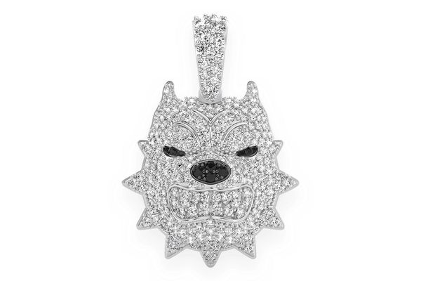 Pitbull Spiked Collar Diamond Pendant 14k Solid Gold 1.25ctw