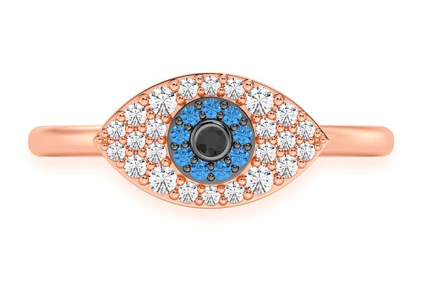 Evil Eye Diamond Ring 14k Solid Gold 0.20ctw 