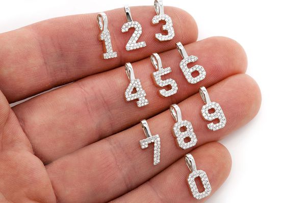 number pendants with diamonds