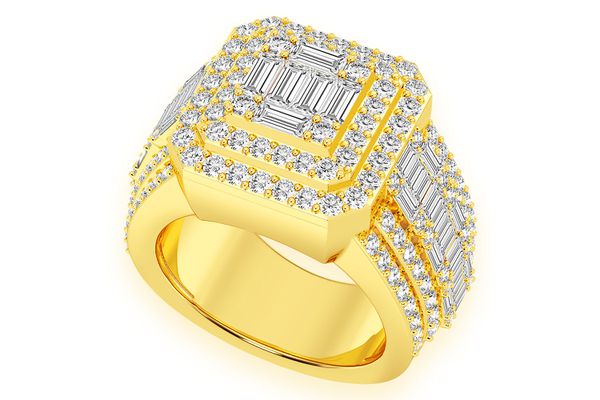 Baguette Double Halo Diamond Ring 14k Solid Gold 3.50ctw