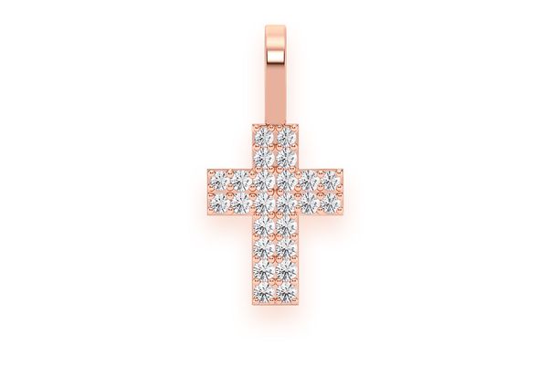 Two Row Cross Diamond Pendant 14k Solid Gold 0.25ctw