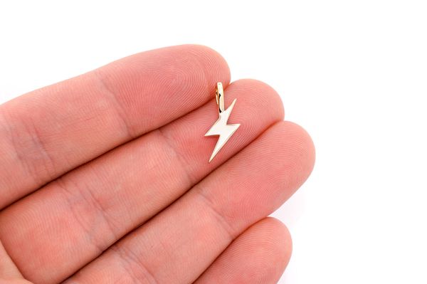 Lightning Bolt Emoji Pendant 14k Solid Gold