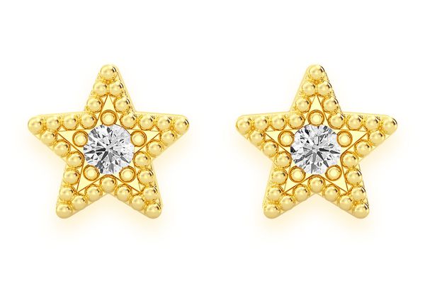 Star Diamond Earrings 14k Solid Gold 0.05ctw