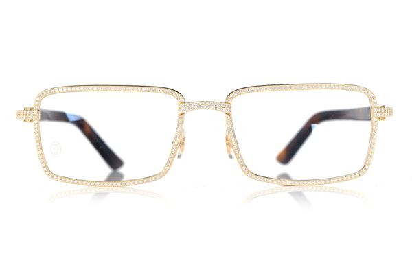 Cartier Glasses Iced Out Diamond Rims - 3.75ctw - Yellow Gold