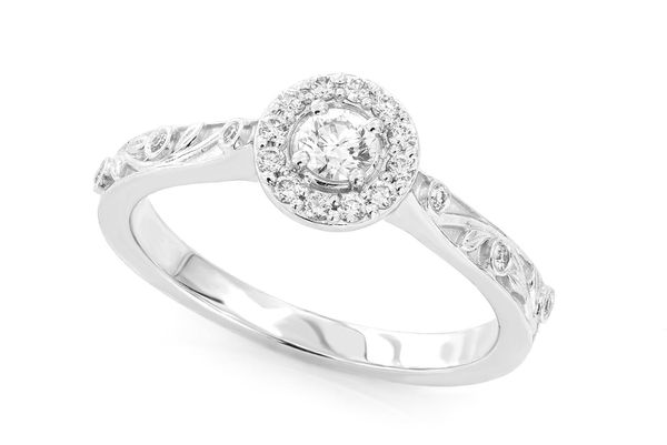 Halo Bezel Diamond Engagement Ring 0.25ctw - All Natural 